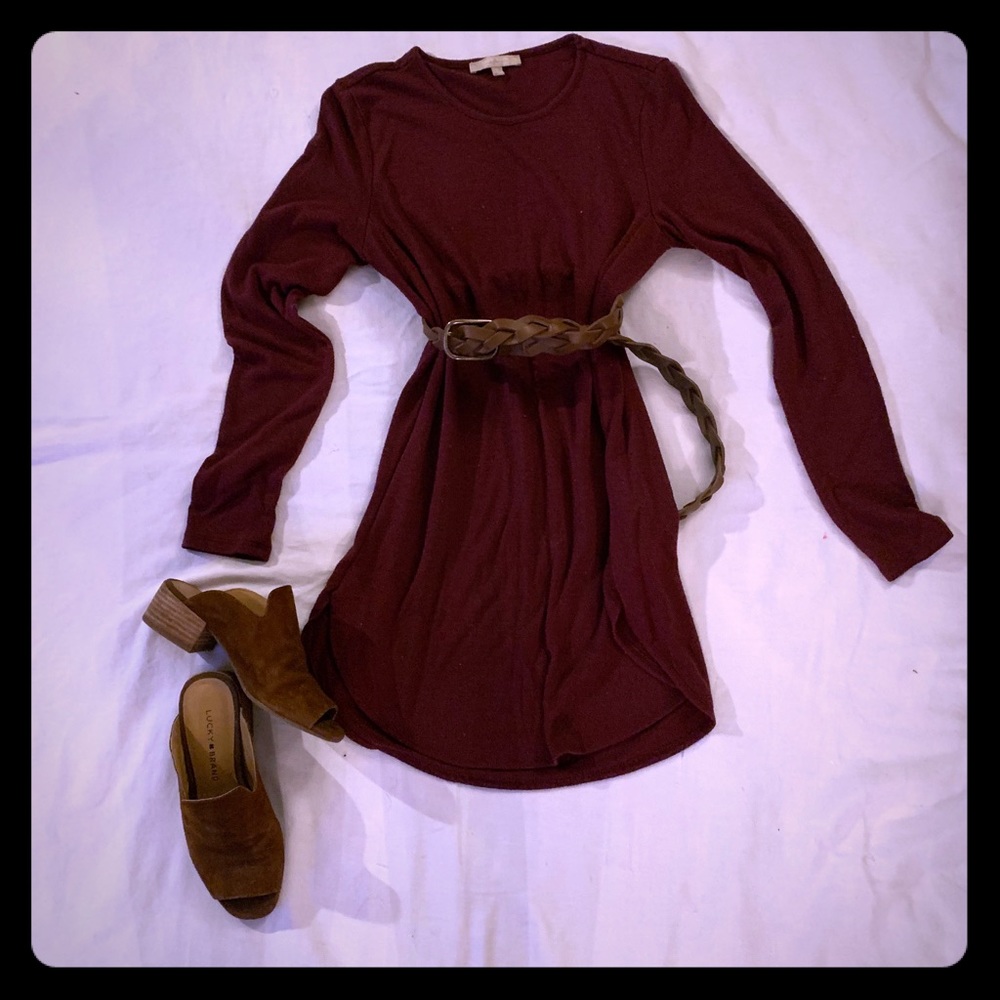 Long sleeve wine colored dress tunic